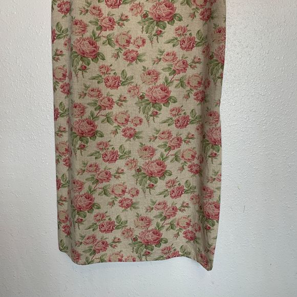 Vintage Floral Maxi Dress Linen Blend Sleeveless - Picture 8 of 10